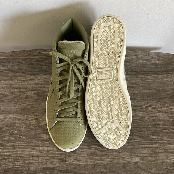 Converse Unisex Men’s Women’s Green Mid Top Leather Sneaker Shoes Size 11M 12.5W - Picture 9 of 9